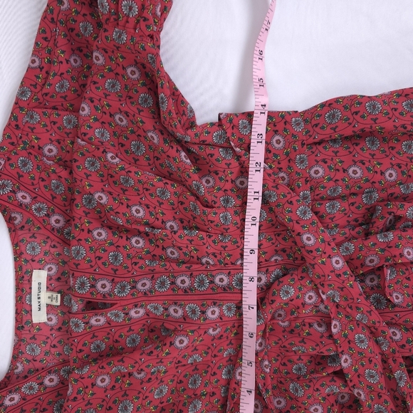 Max Studio Printed smocked waist, tie waist ruffle sleeve blouse - Picture 5 of 10